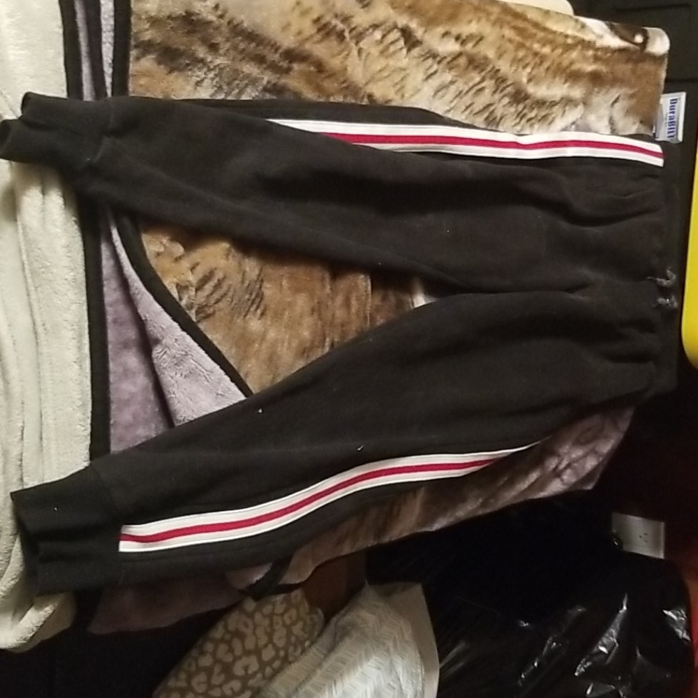 red stripe sweat pants